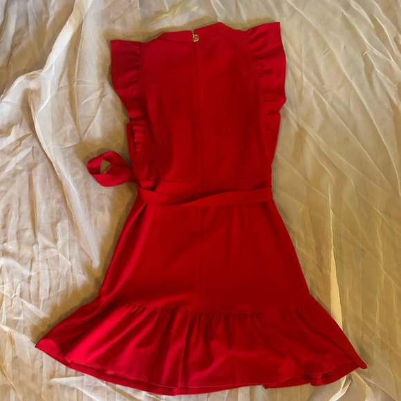 Red Tommy Hilfiger Ruffle Sleeve Dress - Picture 6 of 7